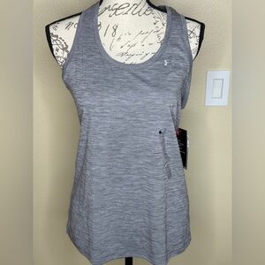 NWT - women Under Armour heather grey tank with UPF30!.